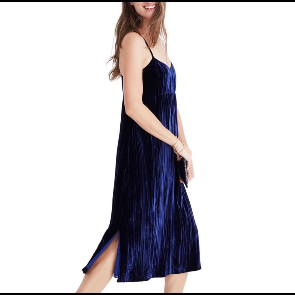 Madewell Crushed Velvet Slip Dress EUC